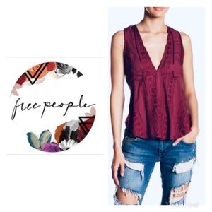 Free People deep v neck tank with tied back